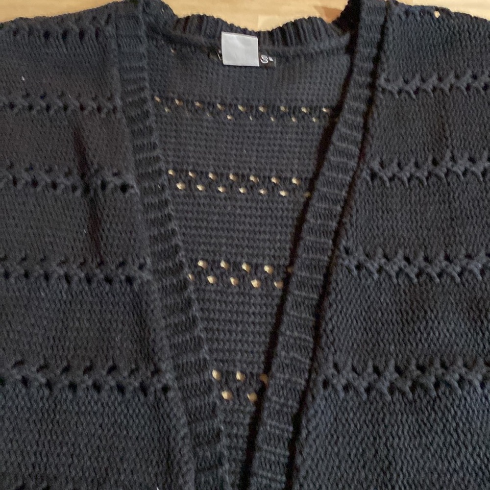 Black Open Front Cardigan Sweater - Picture 8 of 8